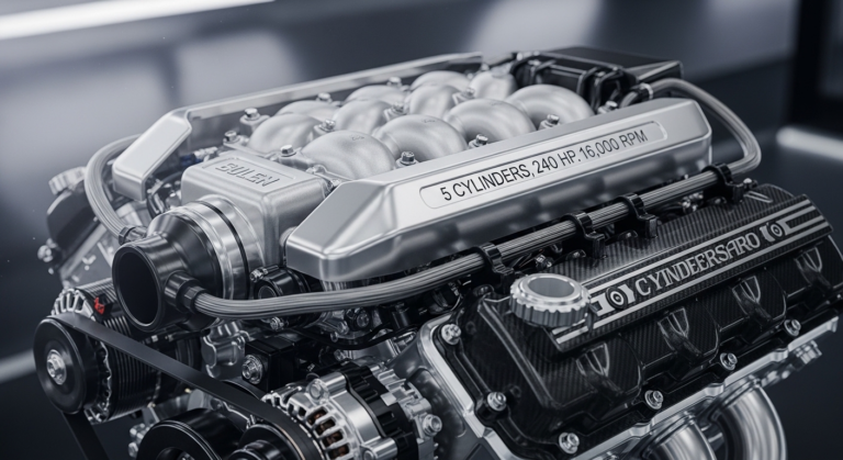 5 Cylinders, 240 HP and 16,000 RPM