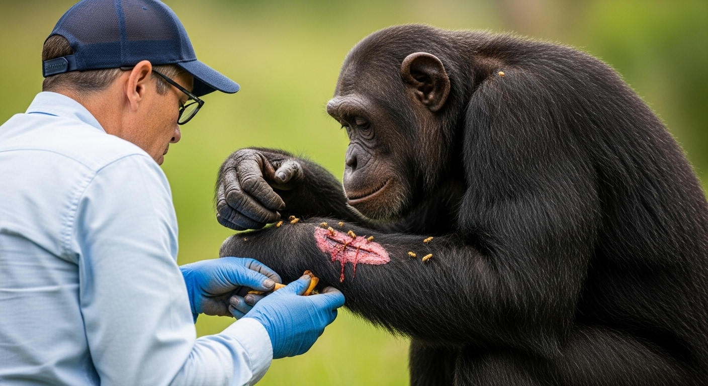A New Study in Uganda Shows Chimpanzees Applying Insects to Their Wounds