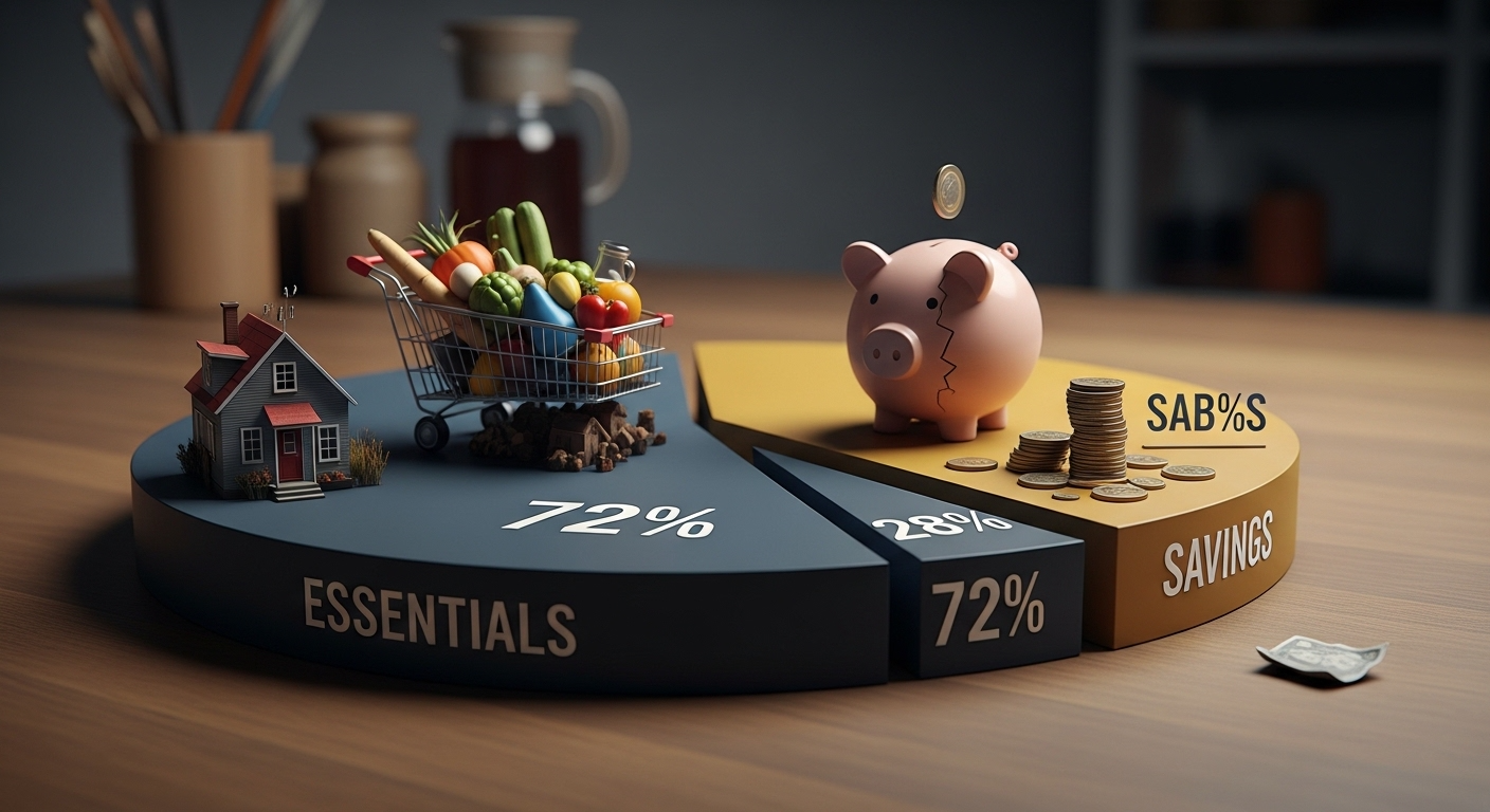 Goodbye Savings Habit as Essentials Consume 72%