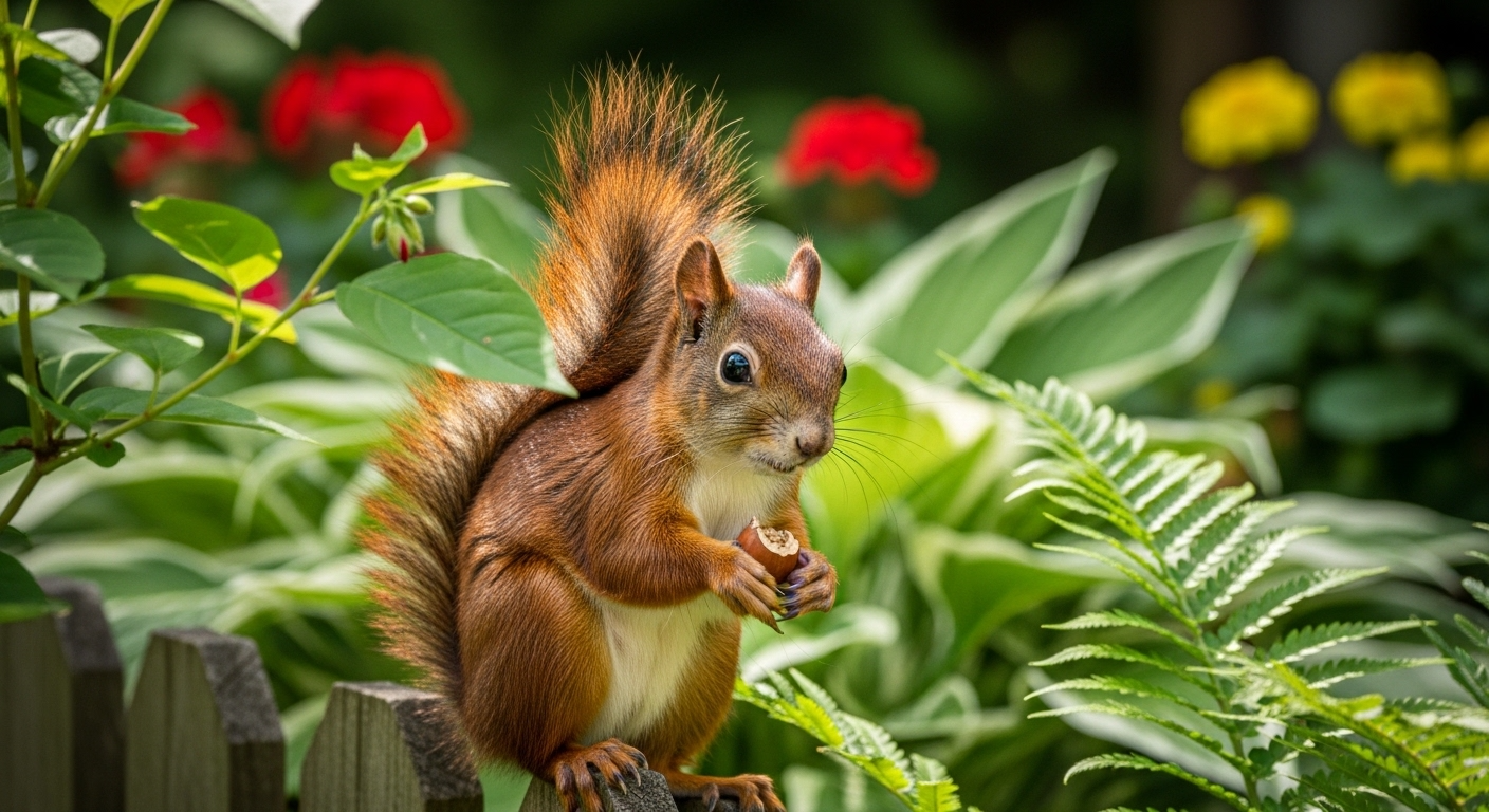 Red Squirrel Crosses Your Garden